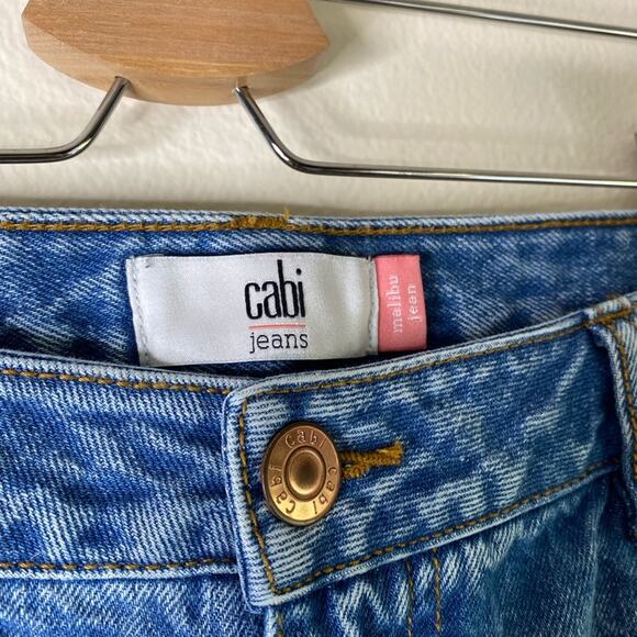 Cabi MALIBU Jean Size 10 Medium Wash straight leg rigid denim busted knee - Picture 5 of 7